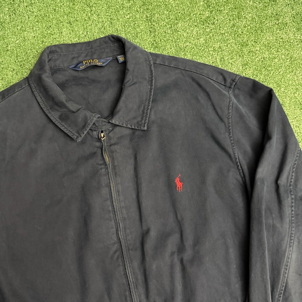 Polo Ralph Lauren Mens XXL Navy Harrington Jacket Full Zip Red Pony Cotton